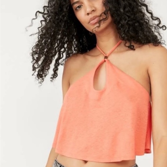 New! Free People Long Weekend Linen Blend Knit Halter Tank - Picture 3 of 11